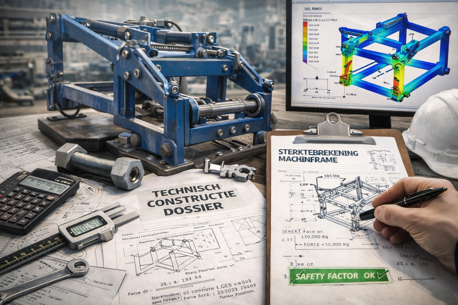 Moet er altijd een sterkteberekening van een machineframe worden uitgevoerd voor het Technisch Constructie Dossier?
